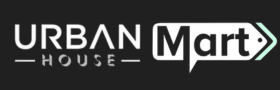 Logo of Urban House Mart with a black background